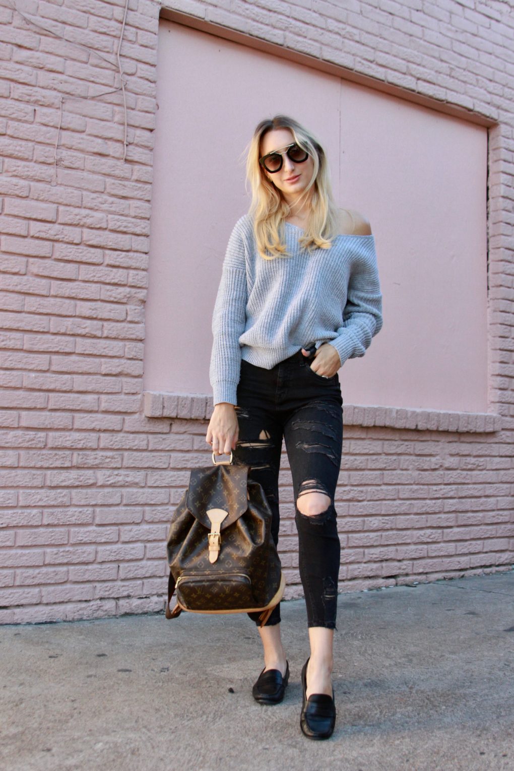 LV Monogram Backpack and Drop Shoulder Sweater - Chiara